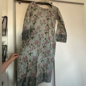 Floral light blue and Pink shalwar kamees